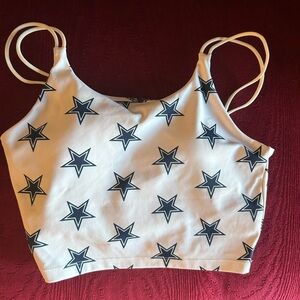 Star Print White Crop Top